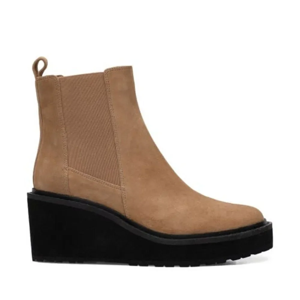 Linea Paolo Leather‎ Ankle Boots Women's Platform Chelsea Winter Tan Size 9.5